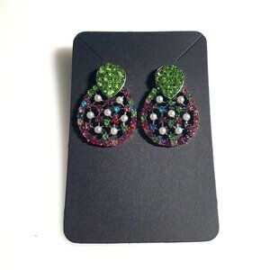 Crystal Pearl Teardrop Earrings Lightweight Multicolor Boho Core Stud Dangle